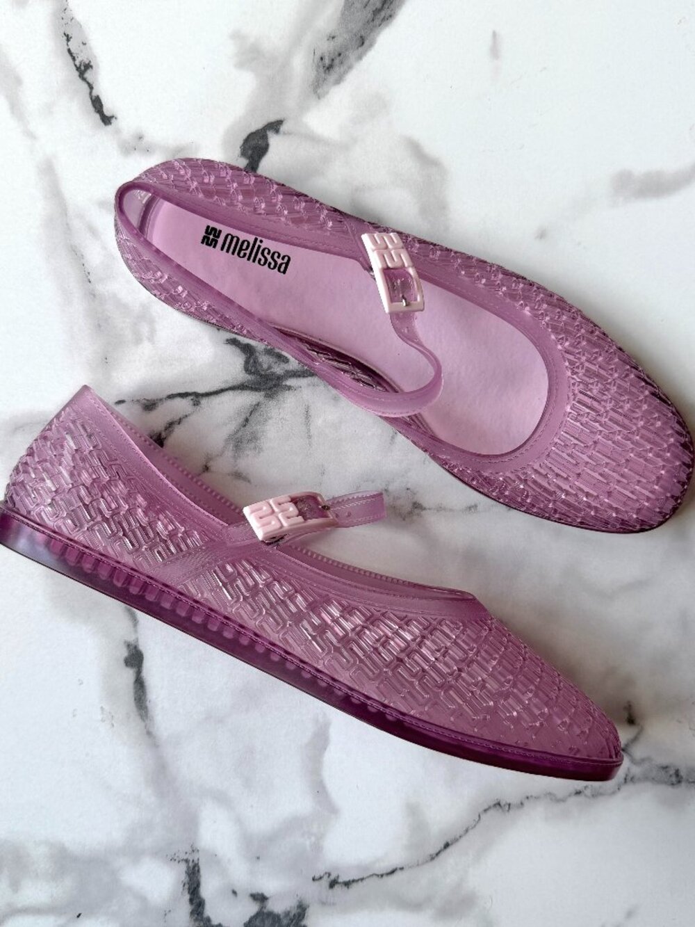NEW Melissa Harper Clear Pink Jelly Mary Jane Flats Size 9